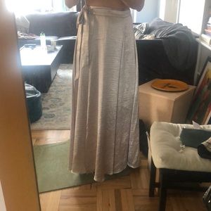 Long silver skirt